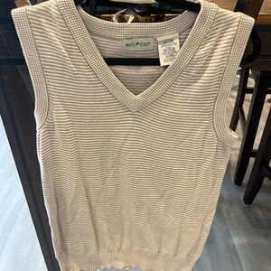 White Stag Beige and White Striped Knit Tank